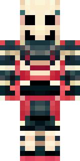 a samurai in red lacquered armor with a horned helmet