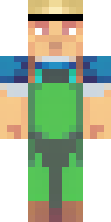 a farmer villager in a straw hat with a green apron