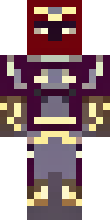 a nether hunter in crimson hide with glowing gold trim