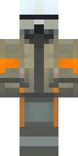 a battle-worn pilot in orange plating with scorch marks