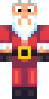 a jolly Santa in a red suit with a white beard and sack