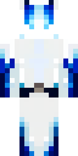 a snow fox spirit in white fur with blue markings