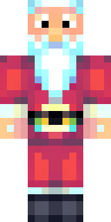 a jolly Santa in a red suit with a white beard and sack