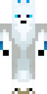 a snow fox spirit in white fur with blue markings