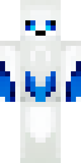 a snow fox spirit in white fur with blue markings