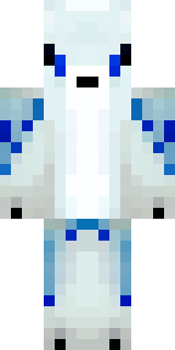 a snow fox spirit in white fur with blue markings