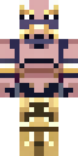 a piglin brute in gold armor with a snout and tusks