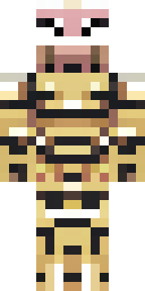 a piglin brute in gold armor with a snout and tusks