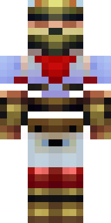 a gladiator in bronze arm guards and a red-plumed helmet