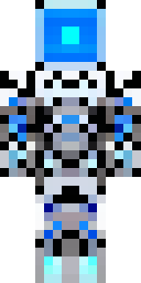 a chrome android with glowing blue eyes and exposed joints