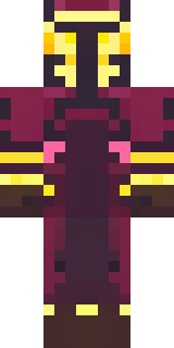 a nether hunter in crimson hide with glowing gold trim