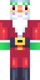 a jolly Santa in a red suit with a white beard and sack