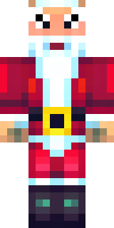 a jolly Santa in a red suit with a white beard and sack