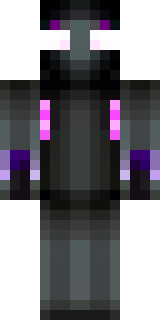 an enderman-inspired figure, tall and black with purple eyes