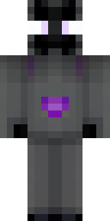 an enderman-inspired figure, tall and black with purple eyes