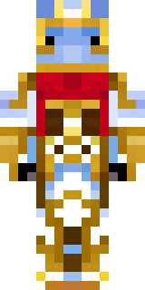 a royal paladin in gold-trimmed white armor with a red cape