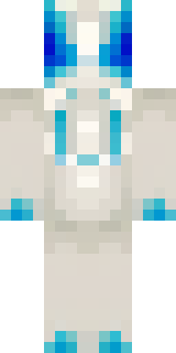 a snow fox spirit in white fur with blue markings