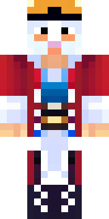 a pirate captain in a long red coat and tricorn hat