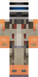 a battle-worn pilot in orange plating with scorch marks