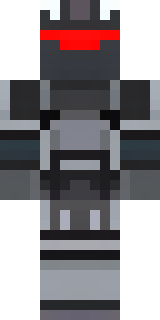 a chrome-armed enforcer in dark tactical gear with red optics