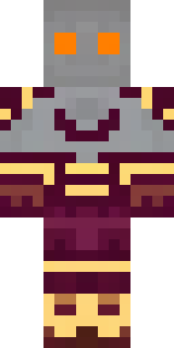 a nether hunter in crimson hide with glowing gold trim
