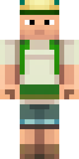 a farmer villager in a straw hat with a green apron