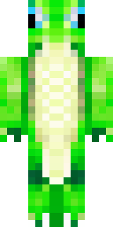 a dragon hybrid with green scales, horns and a spined tail