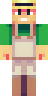 a farmer villager in a straw hat with a green apron