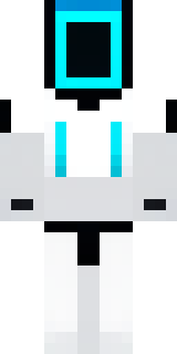a sleek white service robot with a single cyan sensor
