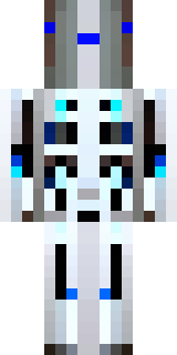a chrome android with glowing blue eyes and exposed joints