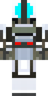 a mecha pilot in a white flight suit with a segmented helmet