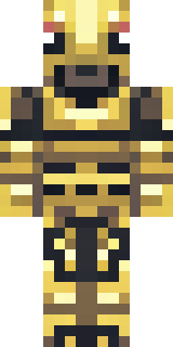 a piglin brute in gold armor with a snout and tusks