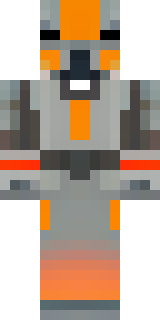 a battle-worn pilot in orange plating with scorch marks