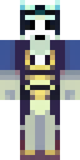 a ghostly pirate with pale skin and a tattered blue coat