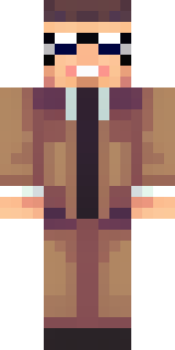 a friendly villager librarian in brown robes with glasses