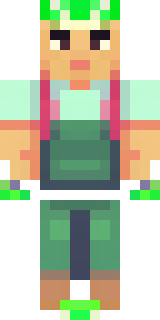 a farmer villager in a straw hat with a green apron