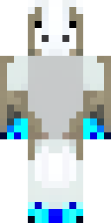 a snow fox spirit in white fur with blue markings