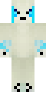 a snow fox spirit in white fur with blue markings