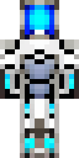 a chrome android with glowing blue eyes and exposed joints