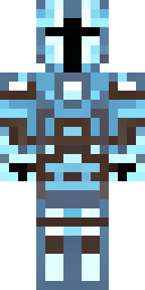 a frost knight in ice-blue armor rimed with snow