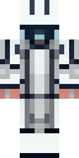 a mecha pilot in a white flight suit with a segmented helmet