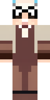 a friendly villager librarian in brown robes with glasses