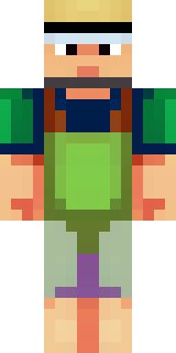 a farmer villager in a straw hat with a green apron