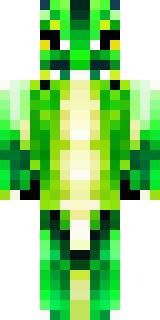 a dragon hybrid with green scales, horns and a spined tail