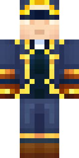 an airship captain in a navy coat with copper gadgets