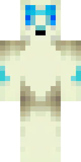 a snow fox spirit in white fur with blue markings