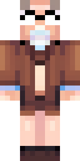 a friendly villager librarian in brown robes with glasses
