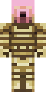 a piglin brute in gold armor with a snout and tusks
