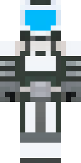 a mecha pilot in a white flight suit with a segmented helmet