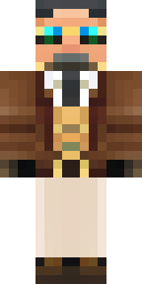 a steampunk inventor in a brown leather coat and brass goggles